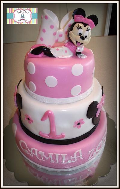 Pink and White Minnie Mouse Birthday cake and smash cake - Cake by Genel
