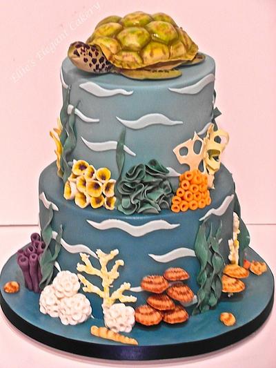Sea turtle and coral x - Cake by Ellie @ Ellie's Elegant Cakery
