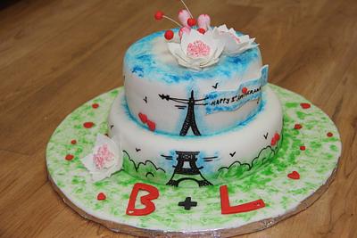 Eiffel Tower cake for an anniversary  - Cake by shruti