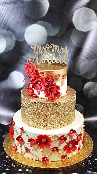 Red and gold wedding cake  - Cake by soods