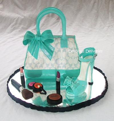 Tiffany Inspired Coach Purse Cake with Platform Shoe - Cake by DeliciousDeliveries
