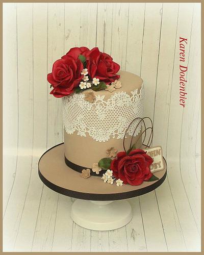 Red Roses double barrel cake - Cake by Karen Dodenbier