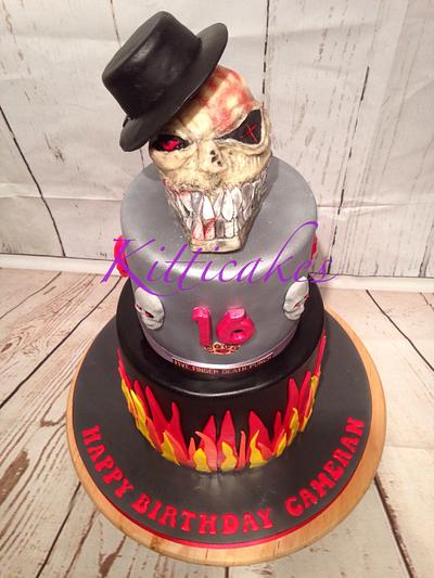 Five Finger Death Punch Skull Cake - Cake by Kitticakes 