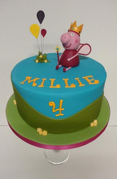 Princess Pepper pig  cake - Cake by Krumblies Wedding Cakes