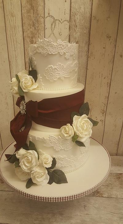 simple burgandy  - Cake by d and k creative cakes
