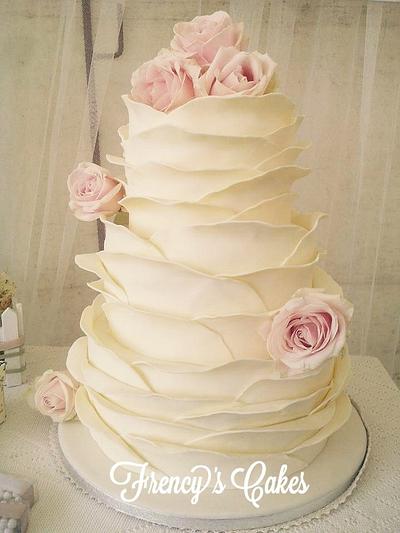 Ruffle wedding Cake - Cake by Frency's Cakes