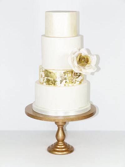 Distressed Gold leaf wedding cake - Cake by Little Miss Fairy Cake
