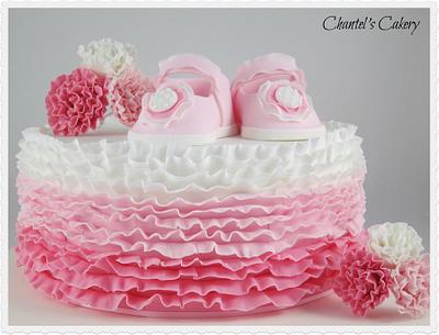 Ruffles and baby shoes - Cake by Chantel's Cakery