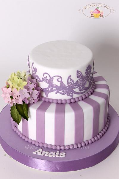 Hydrangeas and purple lace - Cake by Viorica Dinu