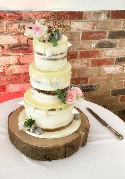 Semi naked wedding cake  - Cake by Daisychain's Cakes