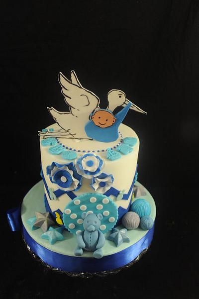 Stork Themed  Baby Shower Cake - Cake by Sugarpixy