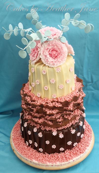 Belgian Chocolate ruffle wedding cake - Cake by Cakes By Heather Jane