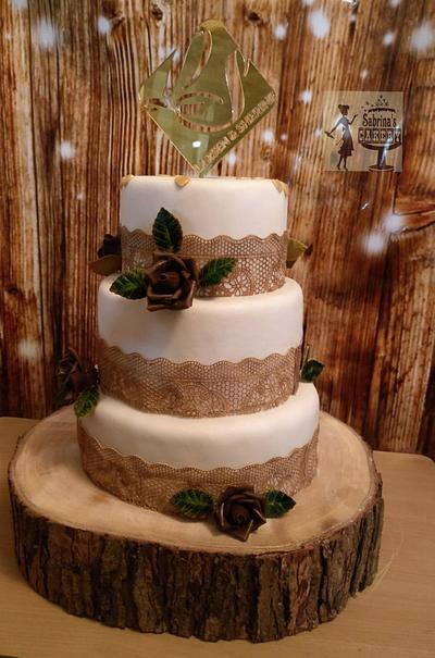 White and brown Wedding cake - Cake by Sabrina Corera