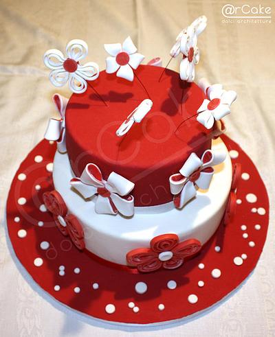 red&white flowers cake - Cake by maria antonietta motta - arcake -