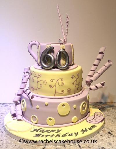 A 60th cake for a tea lover - Cake by Rachel's Cake House 