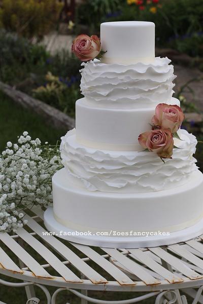 Simple elegant frills wedding Cake - Cake by Zoe's Fancy Cakes