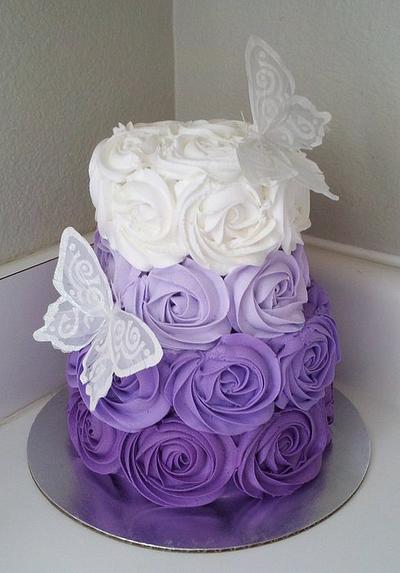 Purple Ombre Rosette Cake - Cake by Kimberly Cerimele