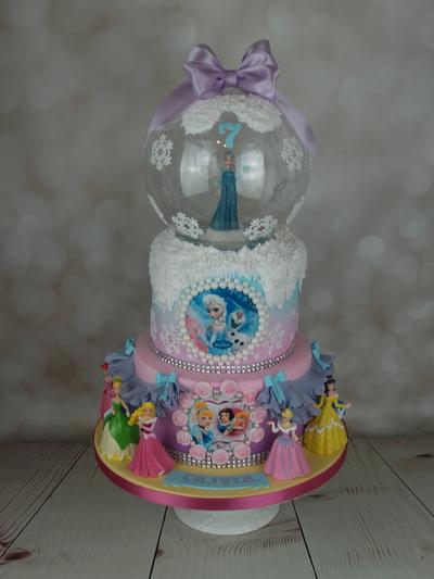 Princesses and Elsa Snow globe cake - Cake by Melanie Jane Wright