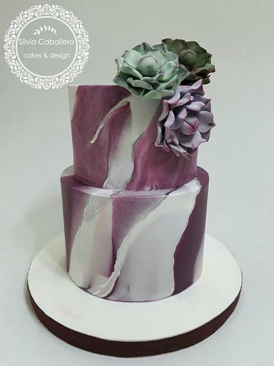 Marbled with succulents  - Cake by Silvia Caballero