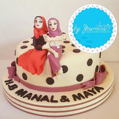 Twin ladies birthday cake - Cake by Cake design by youmna 