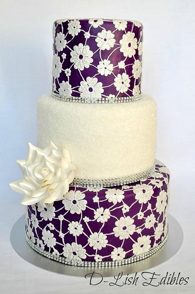 Purple Lace Wedding Cake - Cake by Maria