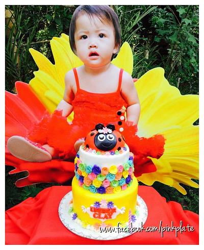 lady bug with colorful rosettes  - Cake by Pink Plate Meals and Cakes