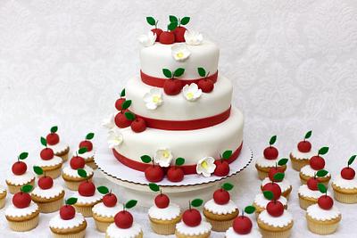 Apple Themed Wedding Cake and Cupcakes - Cake by Lina