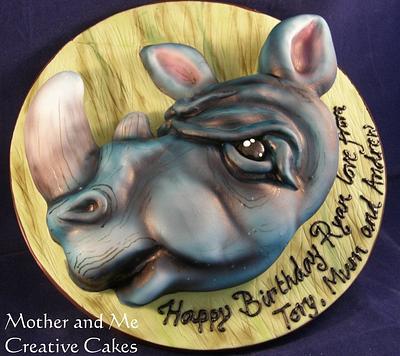 Airbrushed Rhino - Cake by Mother and Me Creative Cakes
