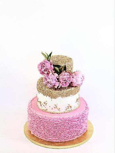 Pink peony cake - Cake by soods
