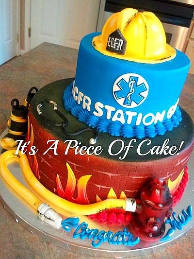 Firefighter/EMT Graduation Cake Buttercream Icing/Fondant Accents - Cake by Rebecca
