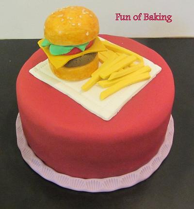 A birthday with Bugers and fries! - Cake by zille