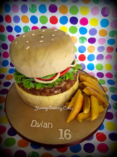 Burger and chips - Cake by Yummy Crummy Cakes