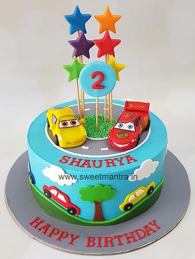 Car theme cake with Mcqueen - Cake by Sweet Mantra Customized cake studio Pune