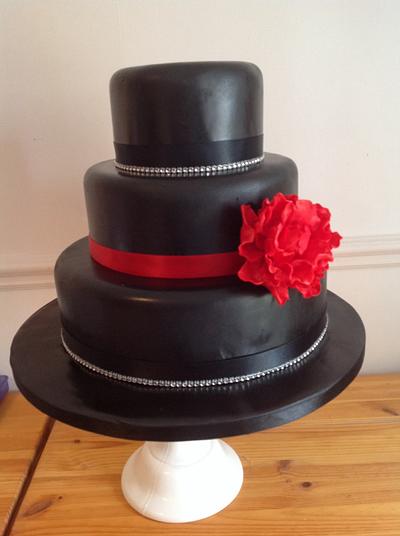 Red peony wedding cake - Cake by Iced Images Cakes (Karen Ker)