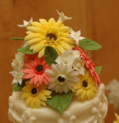 Gumpaste Gerbera Daisies - Cake by CakeJunkie