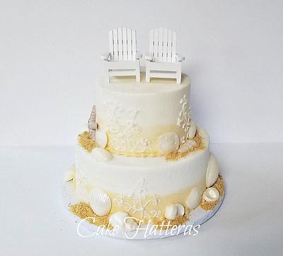 Tan and White Beach Wedding Cake - Cake by Donna Tokazowski- Cake Hatteras, Martinsburg WV