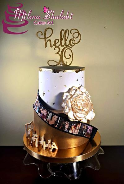 Hello 30 in gold and white - Cake by Milena Shalabi