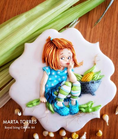 A sweet  "Corn Girl" - Cake by The Cookie Lab  by Marta Torres