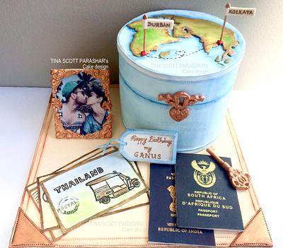 Love across Borders - Vintage Travel Case - Cake by Tina Scott Parashar's Cake Design