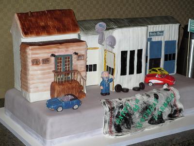 65th Birthday - Auto Body Shop - Cake by Sandravee1