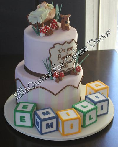 Woodlands Christening with blocks - Cake by ElleQueue