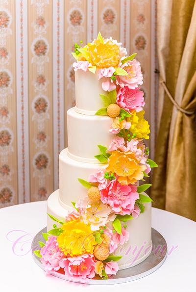 Peony wedding cake! - Cake by Dan