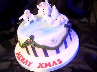 Skating Snowmen Christmas Cake - Cake by Christine