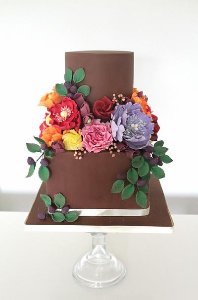 Dutch still life inspired wedding cake with colourful florals - Cake by Rosewood Cakes