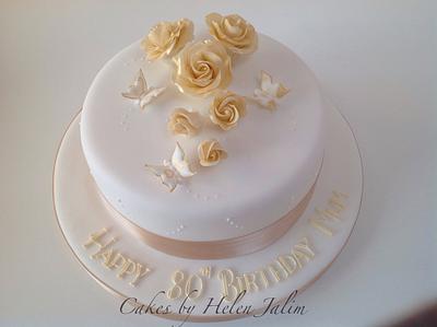 Gold roses and butterflies - Cake by helen Jane Cake Design 