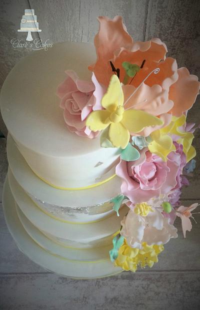 flowers wedding cake - Cake by Clare's Cakes - Leicester