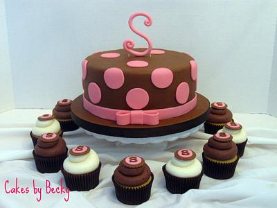 Pink and Brown Polka Dot Wedding Reception - Cake by Becky Pendergraft