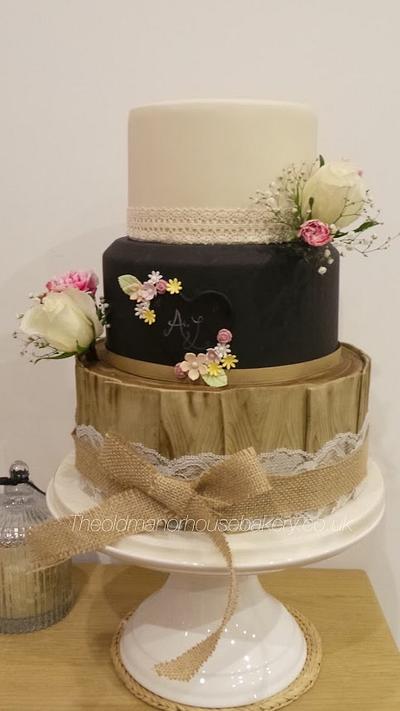 Rustic Chalkboard wedding cake - Cake by The Old Manor House Bakery - Lisa Kirk