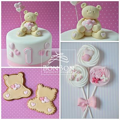 Girl bear cake and Co. - Cake by bonbonsugarart