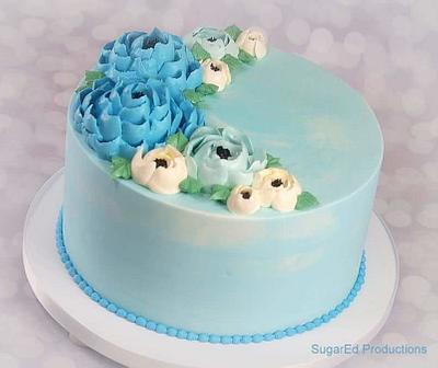 Butterceam Flowers  - Cake by Sharon Zambito